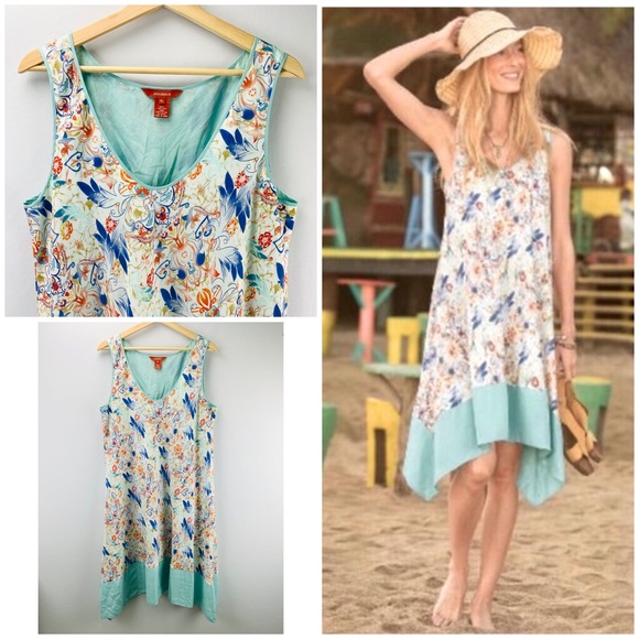 Sundance Dresses & Skirts - Sundance Silk Sleeveless Banded Handkerchief Hem Floral Printed Tank Dress
